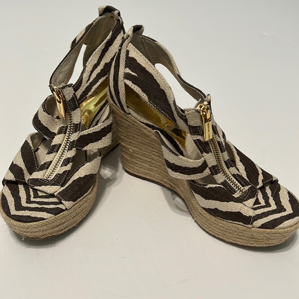 Michael Kors canvas wedge size 6